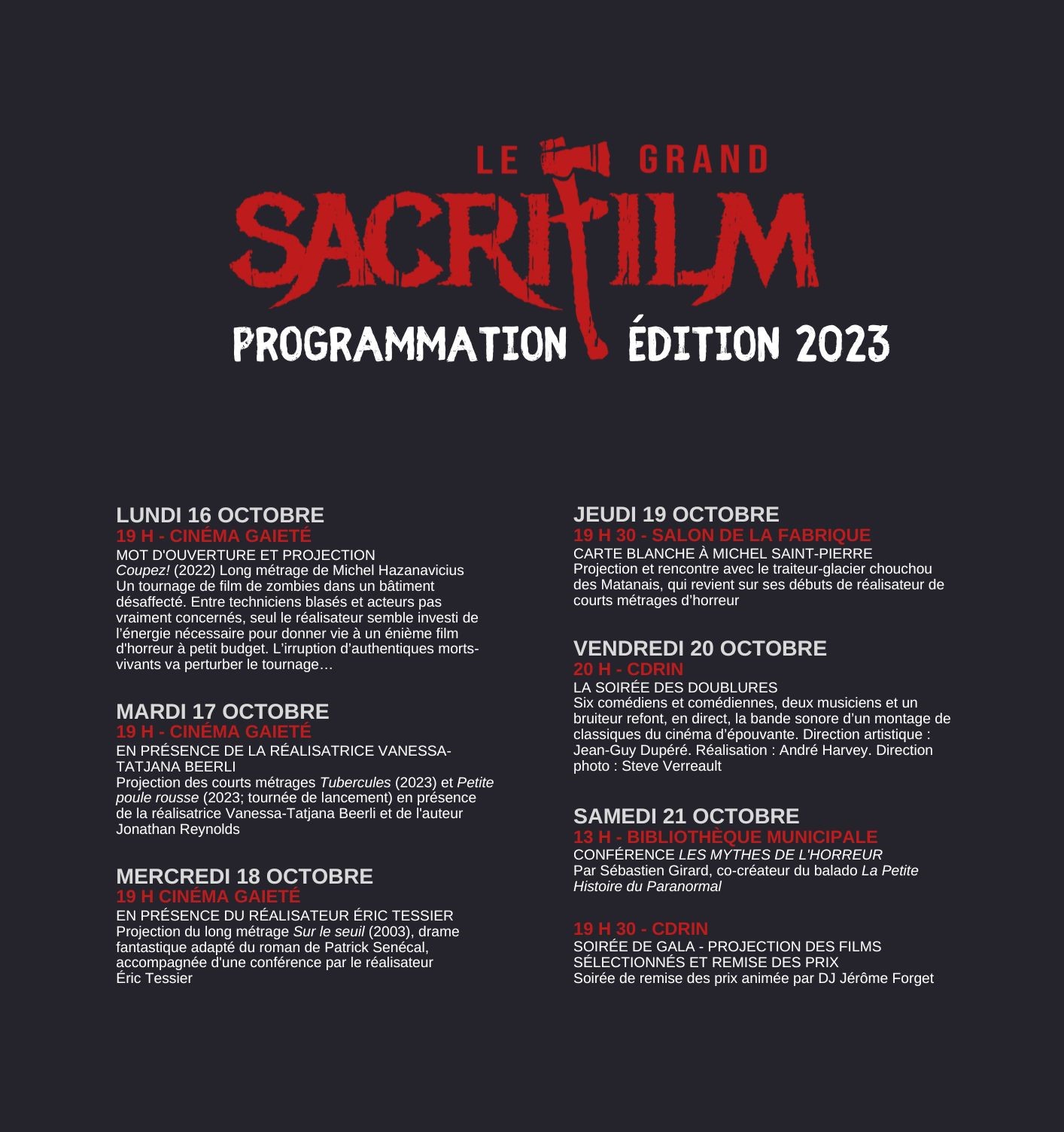 Grand Sacrifilm 2023 affiche